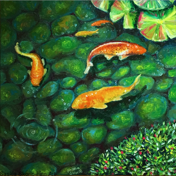 Paddy Leaves, Oils, 24 x 24 inches Finger painting