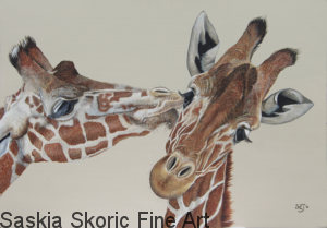 giraffe acrylic painting by Saskia Skoric realism