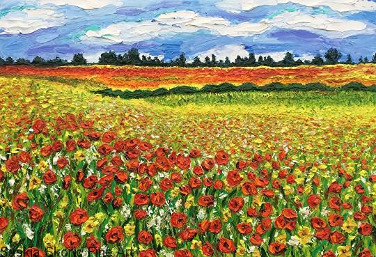 landscape oil painting fingerpainting by Saskia Skoric Van Gogh style impressionist