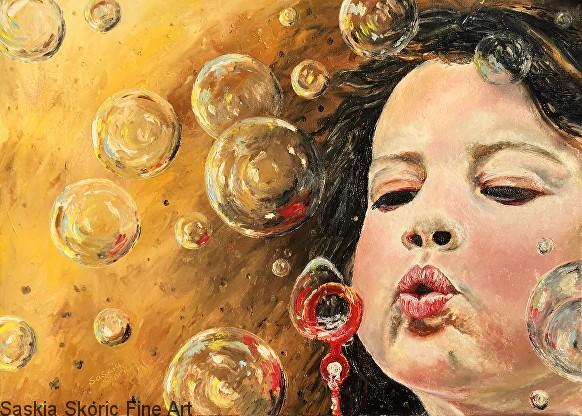 Charlotte's Bubbles, Oils, 16 x 23 inches