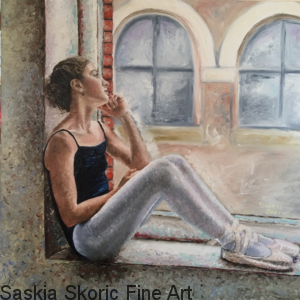 Time to Step Away, 32 x 32 inches Oil on canvas finger painting by Saskia Skoric